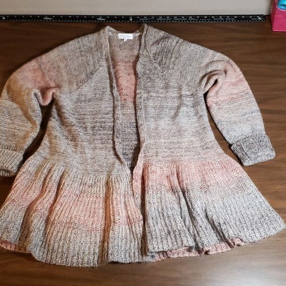 Fili Di Lana Peplum Hem Open Front Cardigan Size L - Picture 2 of 10